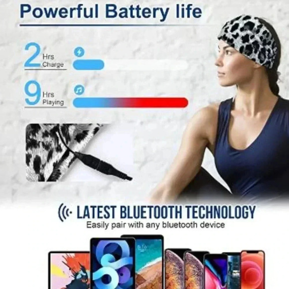 Animal Print Bluetooth Headband, Headphones, Sleep Mask - Picture 4 of 16